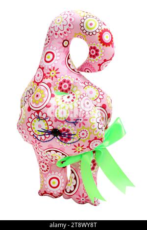 Mascot toy pillow in the shape of a cat on a white background Stock Photo