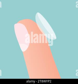 close up of contact lens application - vector illustration Stock Vector