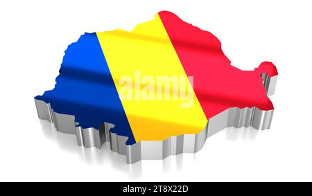 Romania - country borders and flag - 3D illustration Stock Photo