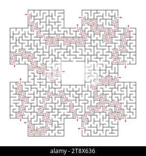 Children s educational game finding the right way. The maze is a puzzle. Black and white vector illustration. Stock Vector