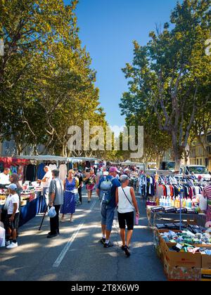 Arles, France, Sept 9th 2023, urban scene on a Provencal street market Stock Photo
