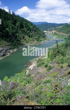 Rogue Wild & Scenic River from Hellgate Canyon Viewpoint, Galice-Hellgate National Back Country Byway, Oregon Stock Photo