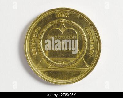 Medal of function of representative of the people in the Council of Elders, 3rd session, May 20, 1798, Gatteaux, Nicolas Marie, In 1798, Numismatics, Medal, Dimensions - Work: Diameter: 5.2 cm, Weight (type dimension): 66.66 g Stock Photo