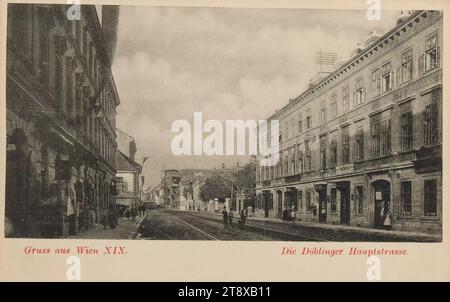 19th, Döblinger Hauptstraße - general, picture postcard, unknown, 1900-1905, cardboard, collotype, height×width 9×14 cm, 19th district: Döbling, street, the usual house or row of houses, low-rise, tenement, house combined with store, with people, The Vienna Collection Stock Photo