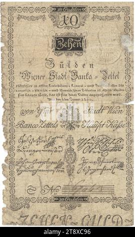Banco note, 10 florins, Unknown, Wiener Stadt-Banco, mint authority, 01.01.1800, paper, printing, height×width 143×86 mm, Mint, Vienna, Mint territory, Austria, Empire (1804-1867), Finance, coat of arms (as symbol of the state, etc.), bank-note, money, The Vienna Collection Stock Photo