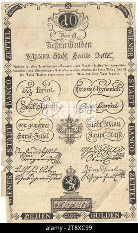 Banco note, 10 florins, Unknown, Wiener Stadt-Banco, mint authority, 01.06.1806, paper, printing, height×width 148×93 mm, Mint, Vienna, Mint territory, Austria, Empire (1804-1867), Finance, coat of arms (as symbol of the state, etc.), bank-note, money, The Vienna Collection Stock Photo