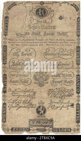 Banco note, 10 florins, Unknown, Wiener Stadt-Banco, mint authority, 01.06.1806, paper, printing, height×width 148×89 mm, Mint, Vienna, Mint territory, Austria, Empire (1804-1867), Finance, coat of arms (as symbol of the state, etc.), bank-note, money, The Vienna Collection Stock Photo