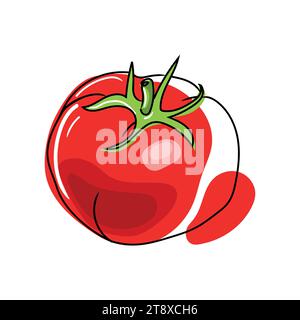 Tomato vector drawing. Isolated tomato in abstract style. Vegetable art style illustration.Healthy vegetarian food.Great element for label,emblem,logo Stock Vector