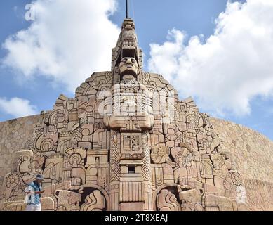 Closeup of Monument To the Fatherland in yukatan in mexico also called as Monumento a la Patria Stock Photo