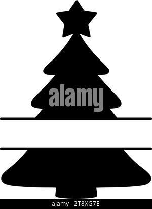 Christmas Tree Silhouette, Christmas Tree Monogram , Tree Background, Isolated Tree Vector Icon Stock Vector