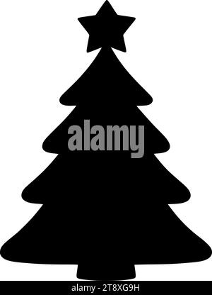 Christmas Tree Silhouette, Christmas Tree, Tree Background, Isolated Tree Vector Icon Illustration Stock Vector