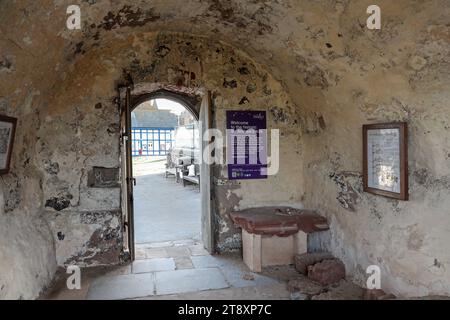 The interior of the porch in the remains of St Andrews Kirk, North Berwick, East Lothian, Scotland, UK Stock Photo