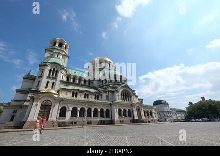 St. Alexander Nevsky Cathedral facade in the capital city. Bulgarian Orthodox cathedral in Sofia.Bulgaria Stock Photo