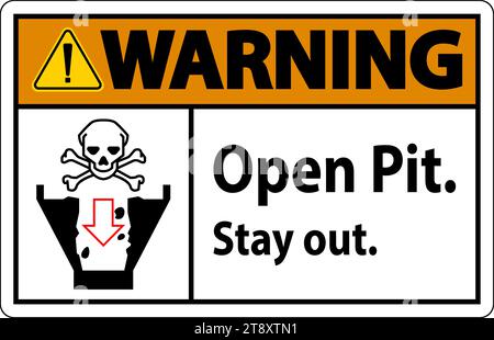 Warning Sign Open Pit, Stay Out Stock Vector