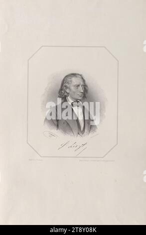 F. Liszt', Josef Kriehuber (1800-1876), lithographer, Joseph Stoufs, realisation, L. T. Neumann k.k. Hof-Kunsthandlung, publishing house, 1856, paper, lithography, height 51 cm, width 34, 7 cm, Fine Arts, Estate Constantin von Wurzbach, portrait, man, musician, Franz Liszt, The Vienna Collection Stock Photo