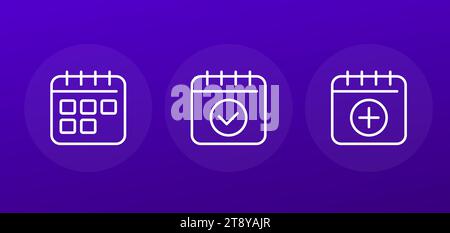calendar and schedule line icons, vector Stock Vector