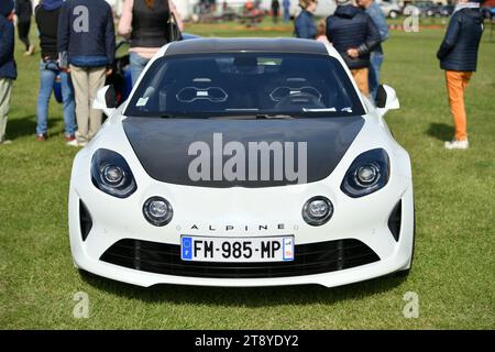 DIEPPE, FRANCE - MAY 29, 2022: The new model of the sports car Alpine A110 is exhibited Stock Photo