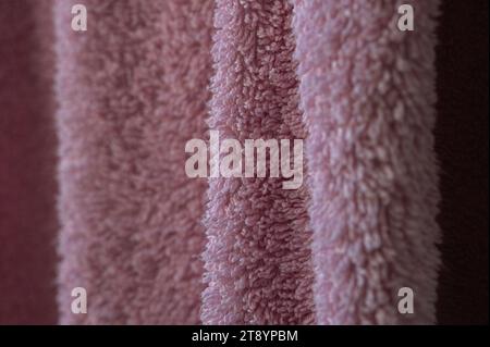 Pink bathroom towel texture close up Stock Photo