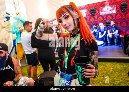 TOLUCA, MEXICO - NOVEMBER 4:  Sofía Rial or Sofi Chofimiau poses, during a show as part of the 'Hell & Heaven 2023' at Foro Pegaso on November 4, 2023 in Toluca, Mexico.(Photo by Luis Gutierrez/ Norte Photo) Stock Photo