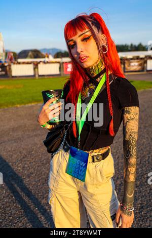 TOLUCA, MEXICO - NOVEMBER 4:  Sofía Rial or Sofi Chofimiau poses, during a show as part of the 'Hell & Heaven 2023' at Foro Pegaso on November 4, 2023 in Toluca, Mexico.(Photo by Luis Gutierrez/ Norte Photo) Stock Photo