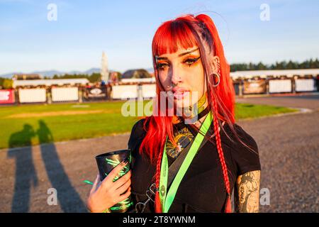 TOLUCA, MEXICO - NOVEMBER 4:  Sofía Rial or Sofi Chofimiau poses, during a show as part of the 'Hell & Heaven 2023' at Foro Pegaso on November 4, 2023 in Toluca, Mexico.(Photo by Luis Gutierrez/ Norte Photo) Stock Photo