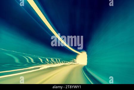 Abstract of a car driving through Elk Creek Tunnel in Oregon Stock Photo