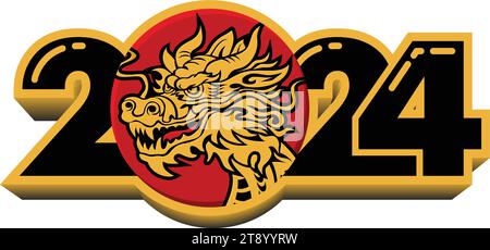 2024 chines dragon year symbol. Vector template for greeting card, poster, invitation Stock Vector