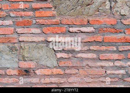 Red brick fortress wall in old Tbilisi in the sunset sunlight, idea for background and article about the city Stock Photo