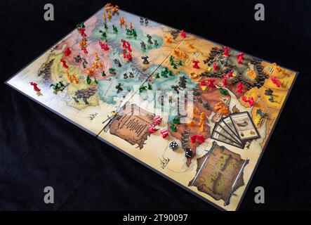 Closeup to a Lord of the Rings Risk strategy board game gondor map ...