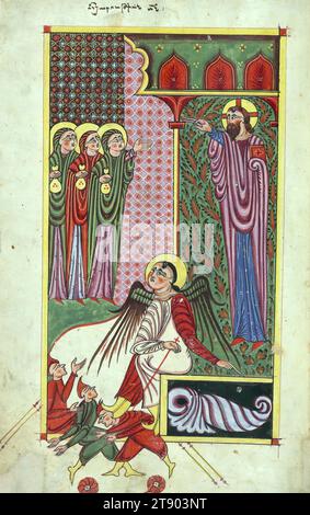 Manuscript Illumination with the Holy Women at the Tomb in an Initial A ...