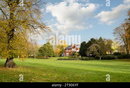 Newcastle-under-Lyme, Staffordshire-united kingdom October, 20, 2023 Brampton public park with leaves in autumn Stock Photo