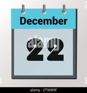 day on the calendar, vector image format, December 22 Stock Vector
