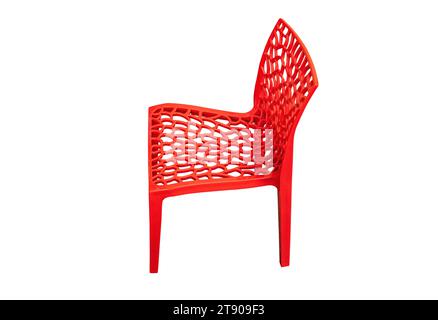 red plastic chair isolated on white background Stock Photo