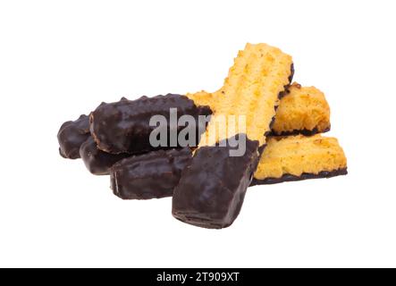 Italian cookies in chocolate glaze isolated on white background Stock Photo