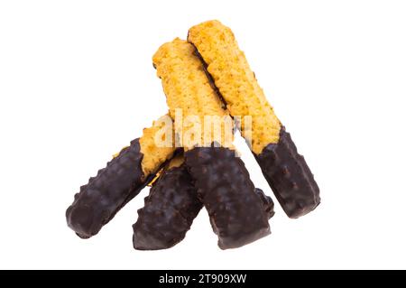Italian cookies in chocolate glaze isolated on white background Stock Photo