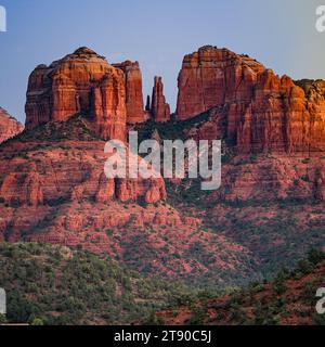 Cathedral rock in a Sedona landscape - Arizona red rocks hiking in Red Rock State Park Stock Photo