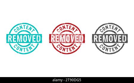 Removed stamp icons in few color versions. Remove and delete content concept 3D rendering illustration. Stock Photo