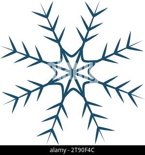 Abstract patterned snowflake in trendy blue. Design element for Christmas or New Year greetings card. Isolate. EPS. Vector for poster, banner, brochures, price, label or web and other different uses Stock Vector