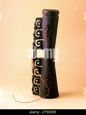 Hand Drum (kundu), 19th-20th century, 30 3/4 x 5 3/4 in. (78.11 x 14.61 cm), Wood, wicker, skin, Indonesia, 19th-20th century Stock Photo