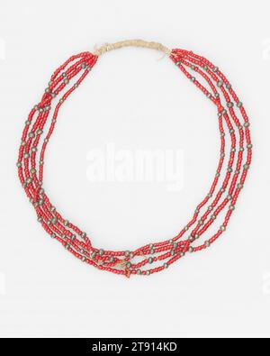 Necklace, 20th century, 14 1/4 in. (36.2 cm), Red glass, silver, string, United States, 20th century Stock Photo