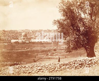 Jerusalem du Mont des Oliviers, 1870-1879, Félix Bonfils, French, 1831 - 1885, 8 9/16 x 11 3/16 in. (21.75 x 28.42 cm) (image)11 x 14 in. (27.94 x 35.56 cm) (mount), Albumen print, France, 19th century Stock Photo