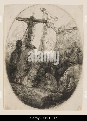 Christ Crucified Between Two Thieves, c. 1640, Rembrandt Harmensz. van Rijn, Dutch, 1606–1669, 5 3/8 x 4 in. (13.6 x 10.2 cm) (plate), Etching and drypoint, The Netherlands, 17th century Stock Photo