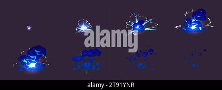 Blue explosion animation sprite sheet isolated on black background ...