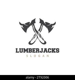 Ax Logo, Wood Cutting Tool Black Silhouette, Lumberjack Vector, Old Retro Vintage Minimalist Design, Icon Template Illustration Stock Vector