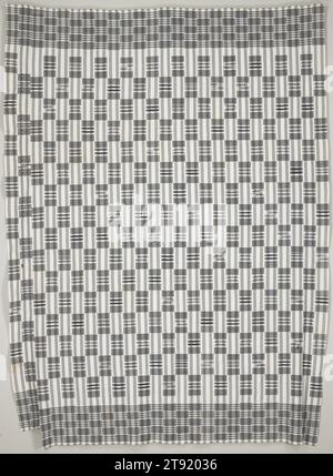 Man's cloth, 20th century, 118 9/16 x 87 15/16 in. (301.15 x 223.36 cm), Cotton; strip woven, supplementary weft patterning, 20th century, Kente cloth is believed to have originated in Ghana in the mid-17th century. The first cloths were made of locally produced cotton and embellished with simple patterns of stripes and designs of indigo-dyed thread on a white ground. This piece, although more elaborate than the earliest cloths, is representative of the most traditional and enduring styles Stock Photo