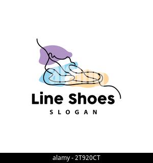 Shoes Logo, Shoes Design Simple Minimalist Line Style, Fashion Brand Vector, Icon Illustration Stock Vector