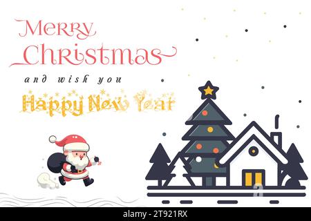 Christmas vector design background,  Xmas Santa Clause, Bright Winter holiday composition. Greeting card, banner, poster Stock Vector
