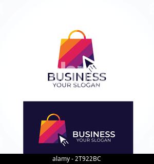 colorful e Shopping bag logo design Stock Vector
