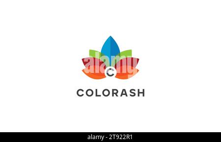 colorful abstract lotus logo with letter c for creative branding Stock Vector