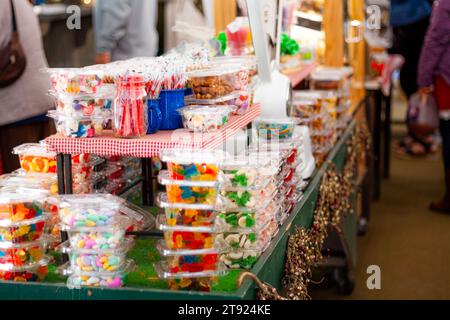 Candies for sale at a small market Stock Photo